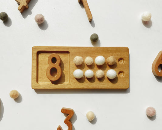 1, 2, 3, 4, 5.  Montessori-inspired board that will bring numbers alive and introduces little ones to the concept of numbers and quantities.